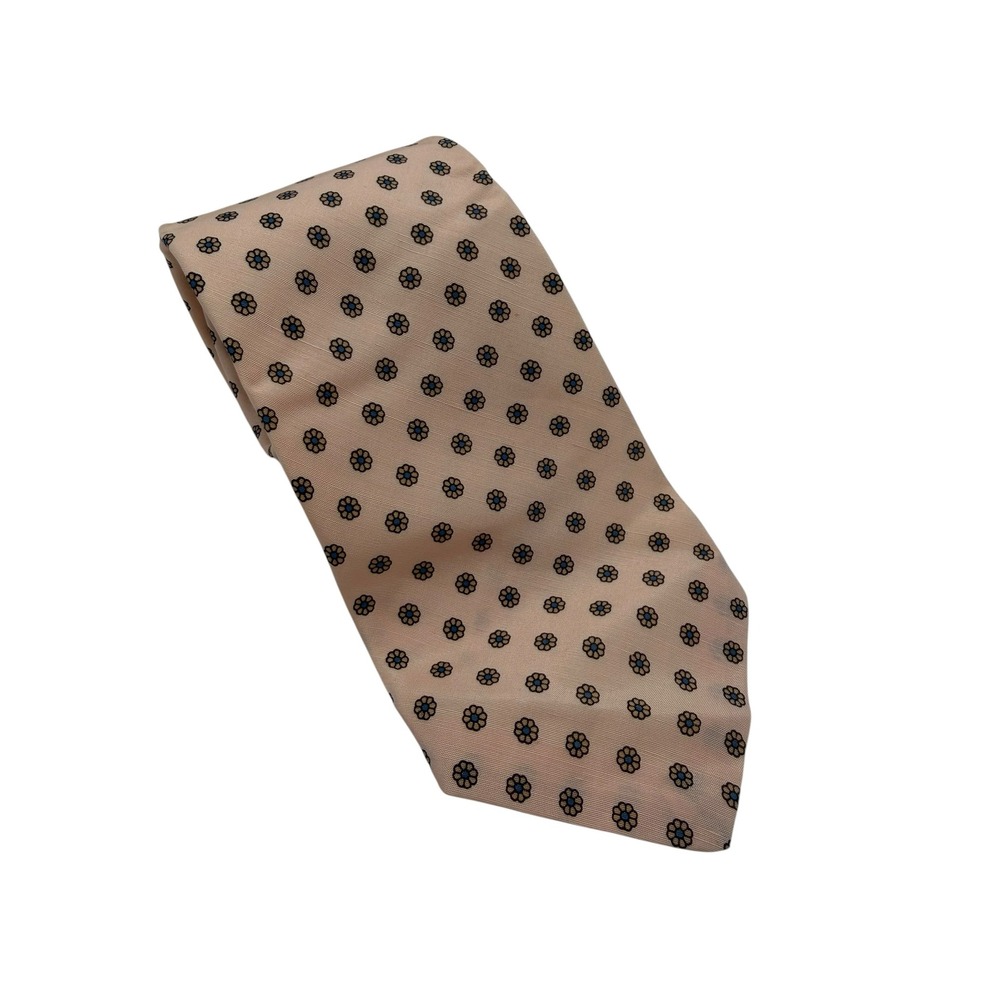 Brooks Brothers Makers Mens Silk Tie Peach Pink Floral Medallion‎ Geometric USA